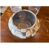 Image 3 : Qty 2 Clear Wine Chiller Buckets & Checkered Crackle-Finish Ceramic Bowl, Misc Sizes