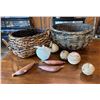 Image 1 : Qty 2 Woven Baskets w/ Handles & Multiple Decorative Fruit Fillers & Balls, Misc Sizes