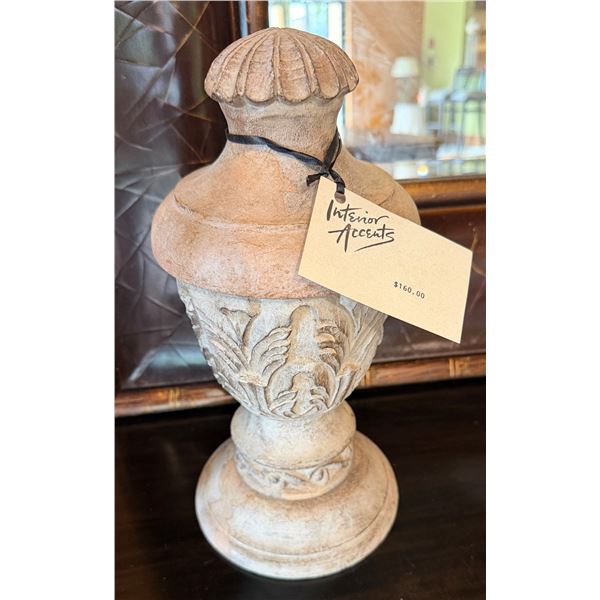 Carved Decorative Urn 12.5"H