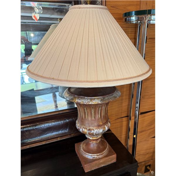 Table Lamp w/ Urn Base & Off-White Shade 28"H