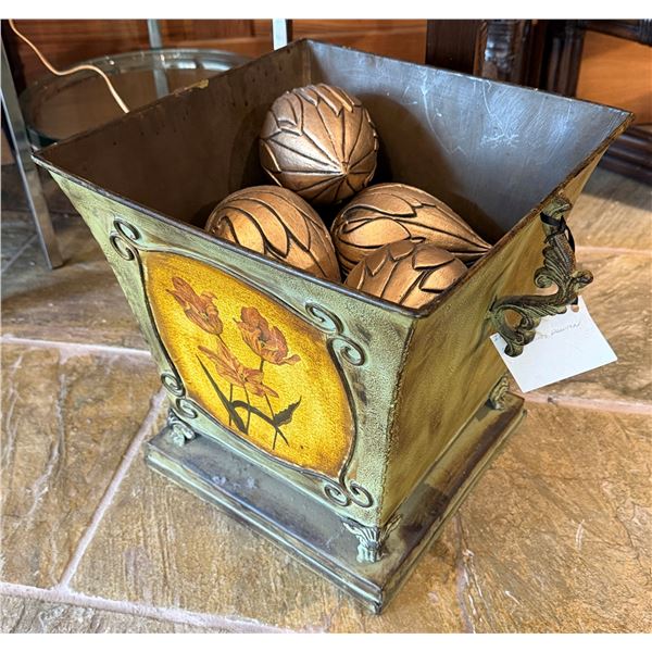 Metal Floral Planter w/ Artificial Filler Fruit