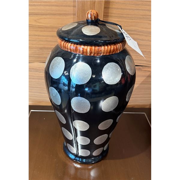 Blue Dotted Jar w/ Lid 16"H