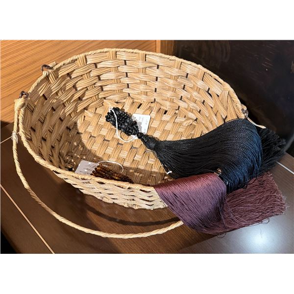 Woven Basket w/ 2 Decorative Tassels