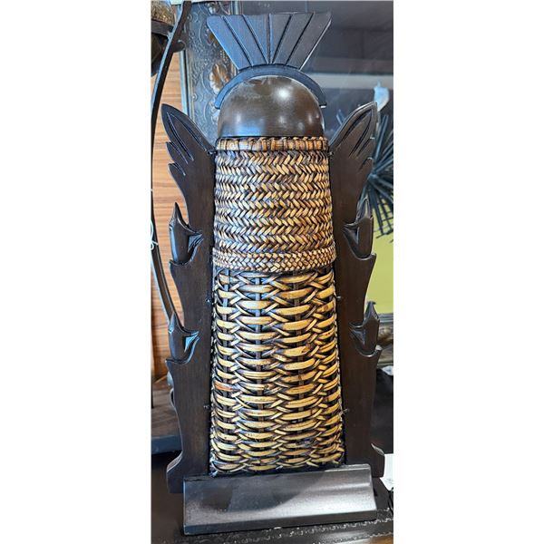 Decorative Wooden & Wicker Container made in the Philippines 22"H