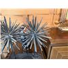 Image 5 : Metal Sculpture w/ Spiky Starburst Designs on Stone Base 24" x 23"H