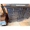Image 4 : Maitland-Smith Carved Wooden Chest of Drawers w/ Leather Insets 72" x 23" x 44"H