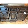 Image 5 : Maitland-Smith Carved Wooden Chest of Drawers w/ Leather Insets 72" x 23" x 44"H