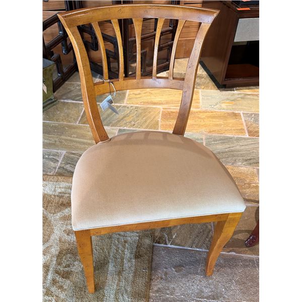 Wooden Chair w/ Slatted Back & Upholstered Seat 22" x 17" x 36"H