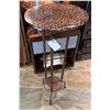 Image 1 : Round Metal Table w/ Animal Print Top & Undershelf 16" Dia, 37"H