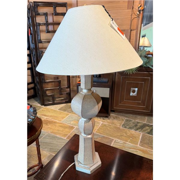 Table Lamp w/ Metal Orb-Shaped Base & White Shade 34"H