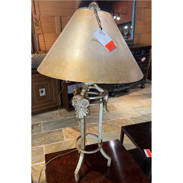 Table Lamp w/ Metal Leaf Accents Base & Metallic Shade 37"H