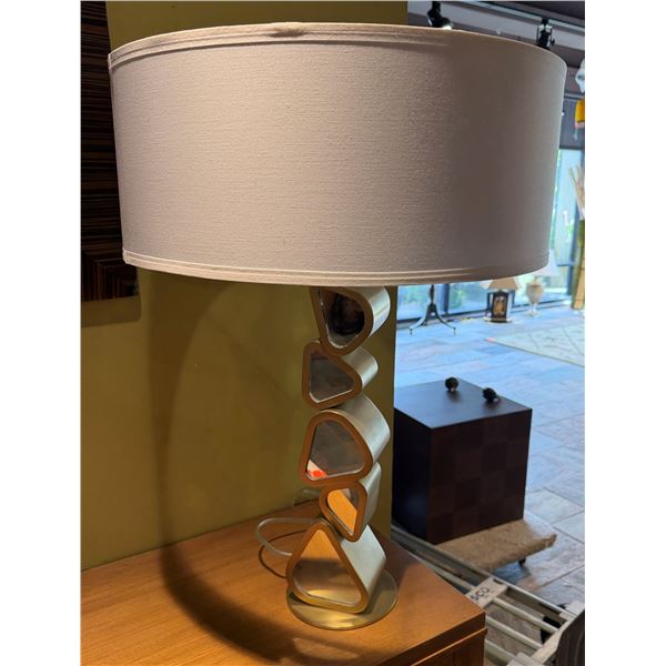 Table Lamp w/ Metal Geometric-Shaped Base & White Shade 28"H
