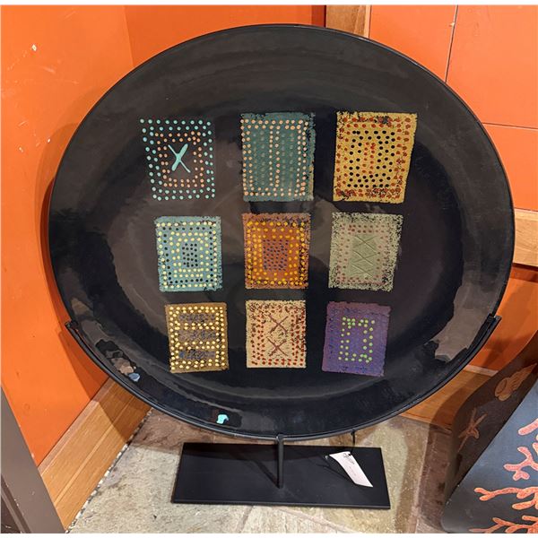 Decorative Charger Plate w/ Mosaic-Like Pattern of 9 Textured Squares