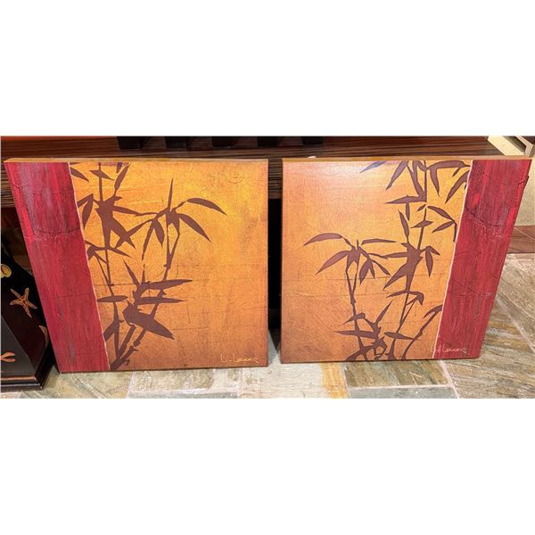 Qty 2 Bamboo Artwork by Li-Leger 24" x 25"