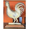 Image 1 : Metal Chicken Weathervane Sculpture on Wooden Base 15"H