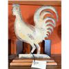 Image 1 : Metal Chicken Weathervane Sculpture on Wooden Base 15"H