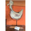 Image 1 : Metal Chicken Weathervane Sculpture on Wooden Base