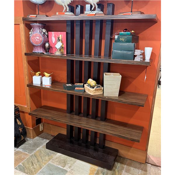 Adriana Hoyos Equador Wooden 4-Tier Chocolate Bookcase w/ Black Pillars (contents not included)