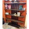 Image 1 : Adriana Hoyos Equador Wooden 4-Tier Chocolate Bookcase w/ Black Pillars (contents not included)