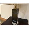 Image 5 : Modern Table Lamp w/ Black Base & Striped Rectangular Shade 27"H
