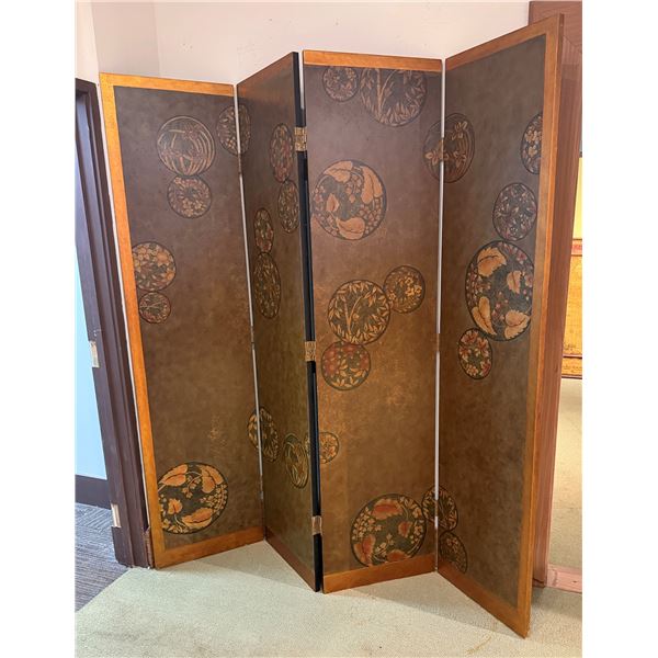Asian 4-Panel Room Divider Screen w/ Leaf-Motif 20" x 80"H (each panel)