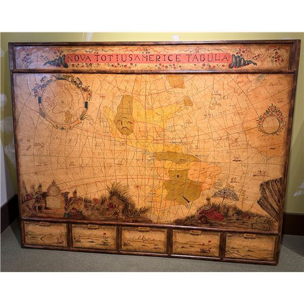 Large Vintage-Style Map Marked 'NOVA TOTIUS AMERICAE TABULA' 67" x 54"