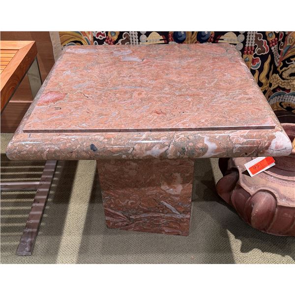 Square Marble Side Table w/ Pedestal Base 26" x 26" x 23"H