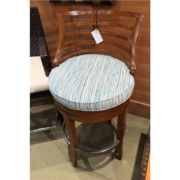 Tommy Bahama Wooden Outdoor Swivel Bar Stool w/ Upholstered Seat 20" Dia, 41"H