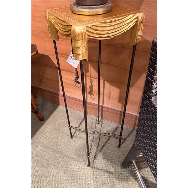 Square Metal Table w/ Draped Gilt Top 13" x 13" x 42"H