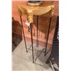 Image 1 : Square Metal Table w/ Draped Gilt Top 13" x 13" x 42"H
