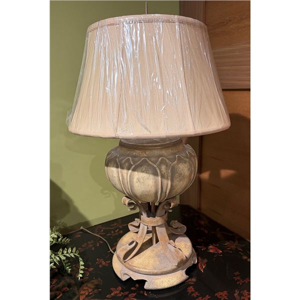 Table Lamp w/ Metal Base & White Shade 32"H
