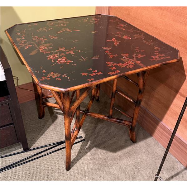 Theodore Alexander Octagonal Side Table w/ Asian Floral Top 32" x 32" x 30"H