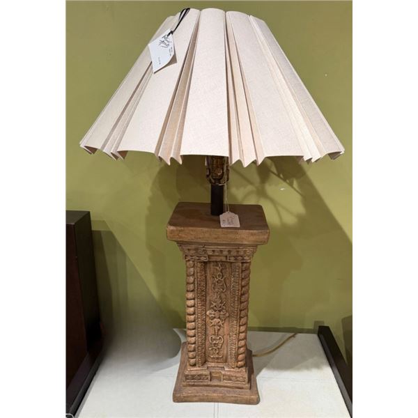 Table Lamp w/ Column Base & White Pleated Shade 37"H