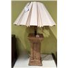 Image 1 : Table Lamp w/ Column Base & White Pleated Shade 37"H