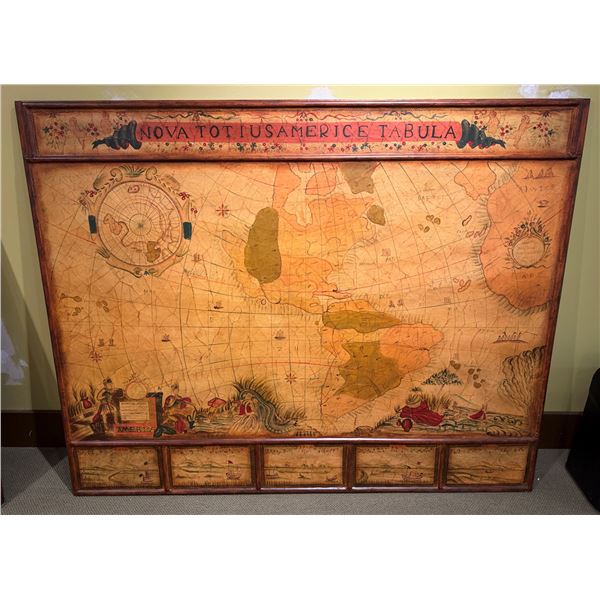 Large Vintage-Style Map Marked 'NOVA TOTIUS AMERICAE TABULA' 67" x 54"