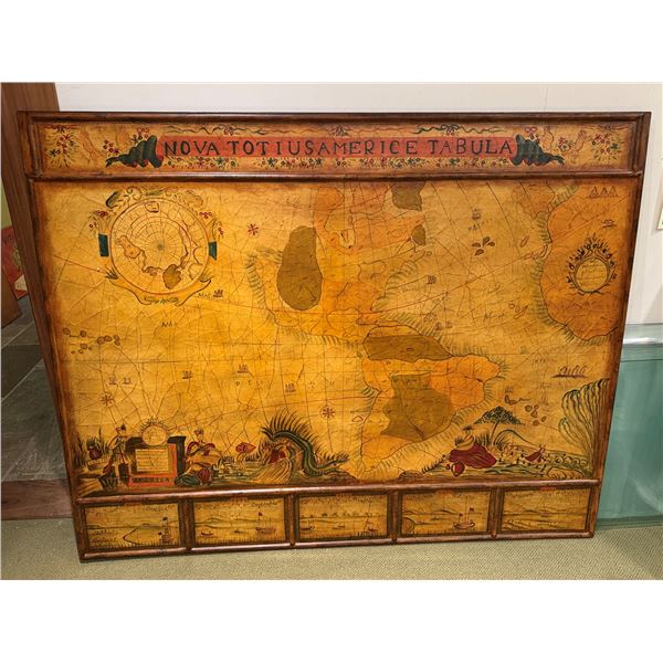 Large Vintage-Style Map Marked 'NOVA TOTIUS AMERICAE TABULA' 67" x 54"