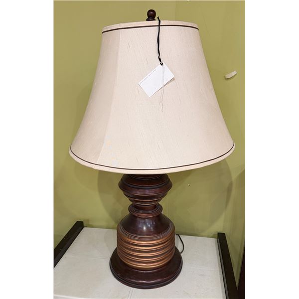 Table Lamp on Ribbed Base w/ White Shade 37"H
