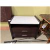Image 2 : Adriana Hoyos Equador Wooden Bed Headboard w/ Crackle Finish & 2 Night Stands w/ Leather Tops