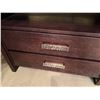 Image 7 : Adriana Hoyos Equador Wooden Bed Headboard w/ Crackle Finish & 2 Night Stands w/ Leather Tops