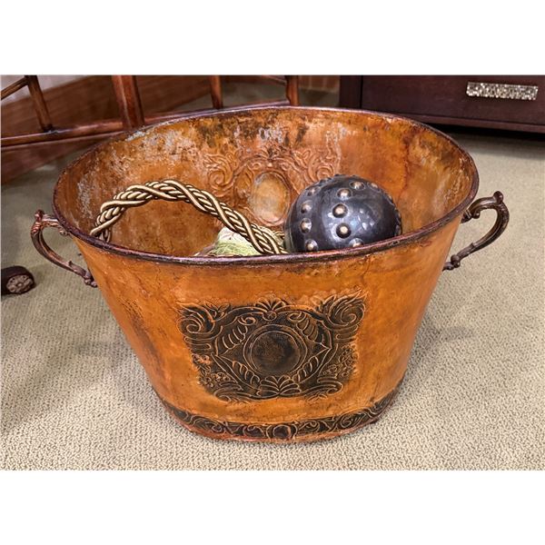 Metal Floral Planter w/ Ropes & Ball 19" x 15" x 14"H