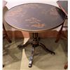 Image 1 : Theodore Alexander Round Side Table on Pedestal Base w/ Asian Floral Top 28" Dia, 28"H