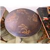 Image 2 : Theodore Alexander Round Side Table on Pedestal Base w/ Asian Floral Top 28" Dia, 28"H