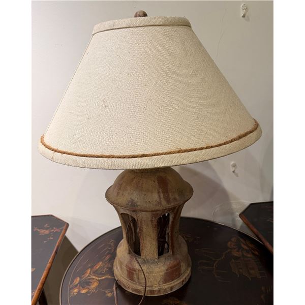 Table Lamp w/ Chimney Pot Base & Off-White Shade 28"H