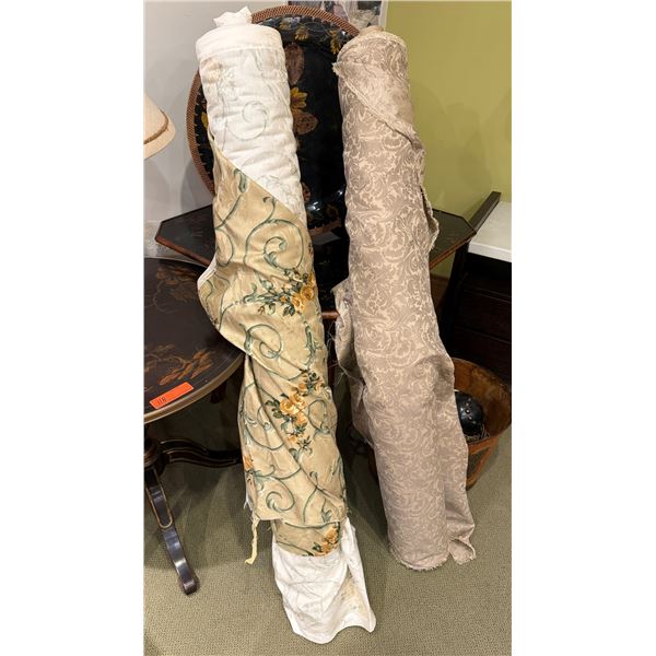 Qty 2 Rolls Fabric w/ Baroque-Style Floral & Scrolling Patterns
