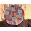 Image 2 : Decorative Mosaic Artwork w/ Geometric Pattern on Tall Metal Base 27" Dia,