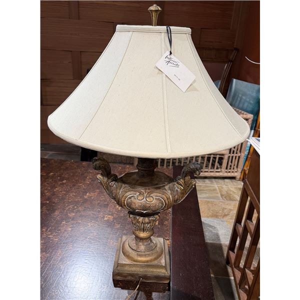 Table Lamp w/ Curved Base & White Shade 30"H