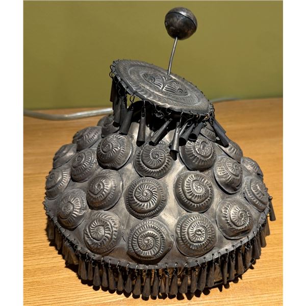 Antique Chinese Metal Ladies Hat 7"H