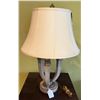 Image 1 : Table Lamp on Tri Column Base w/ White Shade 27"H