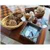 Image 1 : Qty 2 Baskets w/ Wicker Filler Balls, Figurine, Starfish Décor, etc Misc Sizes
