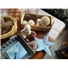Image 5 : Qty 2 Baskets w/ Wicker Filler Balls, Figurine, Starfish Décor, etc Misc Sizes